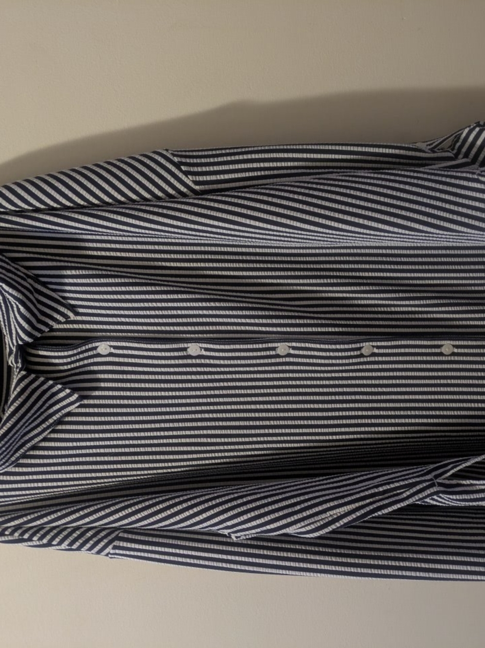 Abercrombie & Fitch Navy and White Striped Dress Shirt